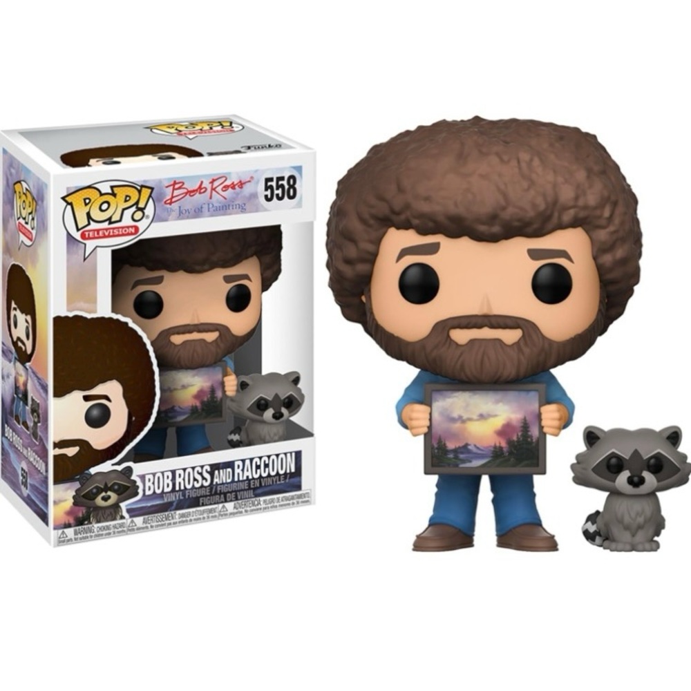 Funko Pop #558: Bob Ross and Raccoon Vinyl Figure - New in box